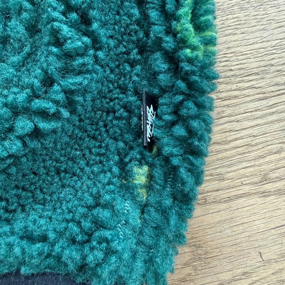 Stussy Flor‎ Sherpa Fleece Jacket Green Sherpa Full Zip Mens XL Mock Neck - Picture 11 of 11